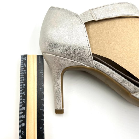 10W 10 WIDE Lifestride Womens Mega Faux Silver Leather Pumps Heels‎ Shoes - Picture 13 of 14